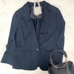 美品 洗える リフレクト 七分袖 夏匠ジャケット ストレッチ 背抜き 濃紺 11