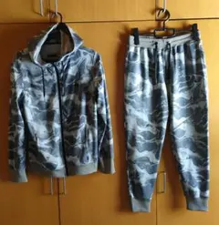 QUIKSILVERグレー迷彩柄ジャージセットアップ MS 送料無料