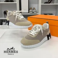 定価18万【美品】 エルメス バウンシング 厚底 スニーカー レザー 白