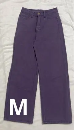 パープル ワイドレッグデニム