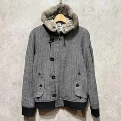 BURBERRY BLACK LABEL グレー ジャケット フード ファー L