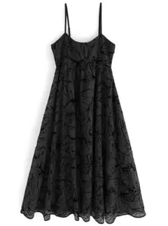 GRLグレイル 花柄シアーフレアキャミワンピース[kz427] 黒 F