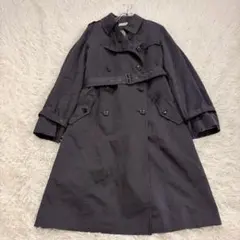 2454 クミキョク ライナー付きトレンチコート ブラック ベルト付き レザー