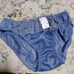 ネイビーブルー ショーツ Ｌ 花柄レース新品