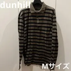 dunhill ストライプ ポロシャツ Mサイズ　カーキ