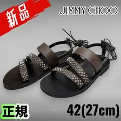 【新品】JIMMY CHOO スタッズ付きメンズレザーサンダル 42(27cm)