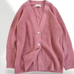 アーバンリサーチ ピンク ウール　オーバーサイズ　カーディガン　Ｖネック　春