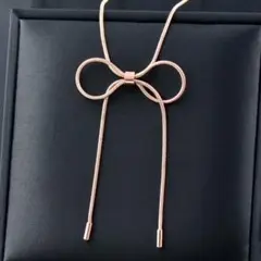 サージカルステンレス ピンクゴールド 残り ネックレス 金アレ 【大人気】リボン