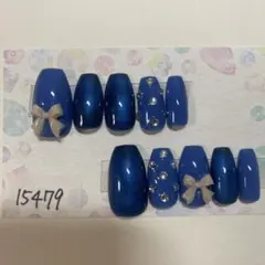 ネイルチップ 青 リボン マグネット 冬 かわいい クリスマス