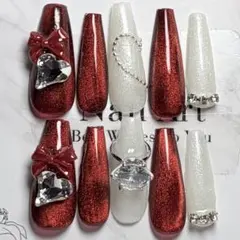 韓国　ギャル　バレンタイン　ネイル　ロング　スナ系　量産型　y2k マグネット