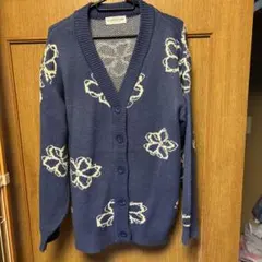 花柄ネイビー長袖カーディガン
