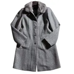 レリアン ミンクファー シルク カシミア ロングコート 2way ツイード