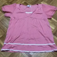 LODISPOTTO ピンク Vネック 半袖 Tシャツ