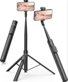 168cm 自動展開式三脚 自撮り棒 スマホスタンド　TONEOFのサムネイル