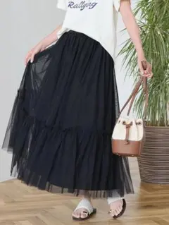 AMERICAN HOLIC ティアードチュールスカート L