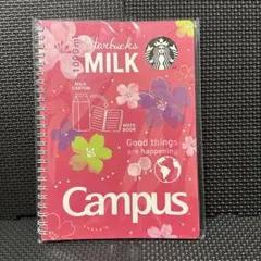 SAKURA2024スターバックスキャンパスリングノート　ピンク100ページ方眼