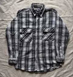 【モノクロ】90s FIVE BROTHER チェック ネルシャツ 白黒 USAのサムネイル
