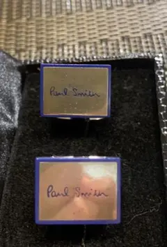 値下PaulSmith☆カフスボタン☆ロゴカフス☆ シルバーカラーブルー☆