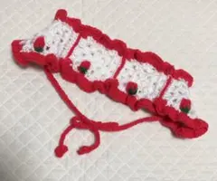 バブーシュカ　ボンネット　ヘッドドレス　ヘアバンド　かぎ針編み　苺手編み　耳当て