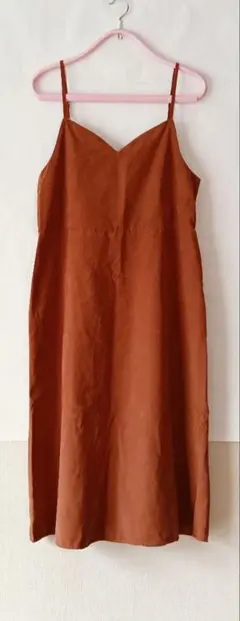 秋冬春 アースミュージックアンドエコロジー 茶色 ロングキャミワンピース F