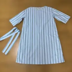 美品　マリメッコ　ワンピース38 七分袖　水色×緑　上品　ネストローブ　シビラ