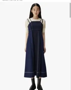 ストレッチデニム キャミワンピース ネイビー