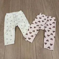 UNIQLO ユニクロ　レギンス　80センチ　ハート　リボン　女の子　裏起毛