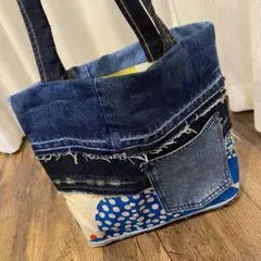 リメイクバッグ　デニムトートバッグ