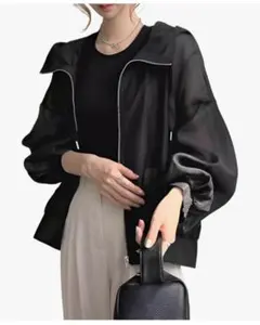【ブラック】日焼け対策 シアーパーカー UVカット 紫外線対策 冷感 ゆったりのサムネイル