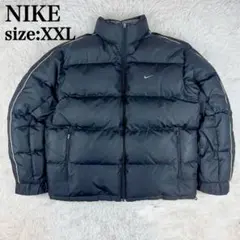 00s Nike ダウンジャケット リバーシブル ロゴ刺繍 XXLサイズ 黒