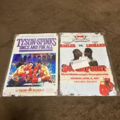 ブリキ看板　Tyson vs Spinks 、ハグラーVSレナード、レトロ