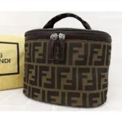 超美品 FENDI フェンディ ズッカ ナイロンキャンバス バニティ バッグ