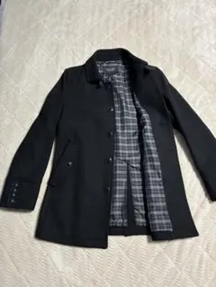 バーバリーブラックレーベル ステンカラーコート ネイビー　濃紺黒　M