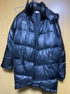 【非売品】PUMA プーマフード付き黒ダウンハーフコート 美品サイズM