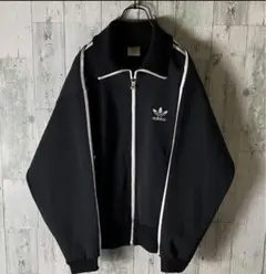 希少 80s デサント アディダス adidas 刺繍ロゴ トレフォイル XL黒