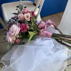 ウェディングブーケ ブートニア ピンク 前撮り