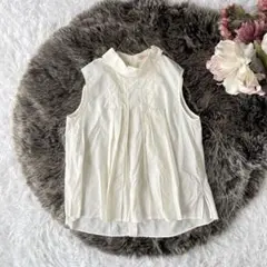 ユニクロUNIQLO×マルニ MARNI ノースリーブタックブラウスLナチュラル