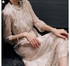 ふんわりシフォンで清楚かわいいロングワンピース