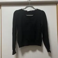 しまむら Healthy Karen パフスリーブニット　ハートトップス 黒 M