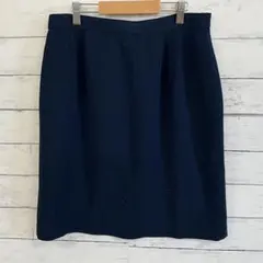 ネイビー 無地 膝丈 ミニスカート XL相当 大人カジュアル ✨フォーマル
