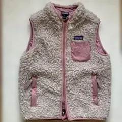 【即日発送】patagonia フリースベスト 4T クリーム/ピンク　美品