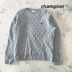 champion キルティングトレーナー　刺繍ロゴグレー　スウェット