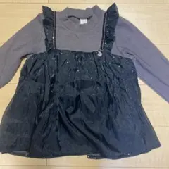 フリル付き紫と黒のチュニック