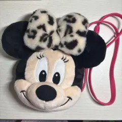 ミニーマウス バッグ ヒョウ柄リボン付き