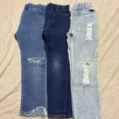 デニムロングパンツ3色セット110cm