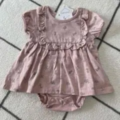 【新品・タグ付き】ママラク ロンパース うさぎ 花 フリル ピンク 70