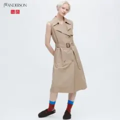 【美品】UNIQLO JWA リネンブレンド ラペルワンピース ノースリーブ M