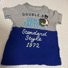 Double.B プリント Tシャツ グレー/ブルー 120