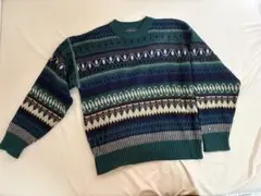 6AS2【ヴィンテージ】ニット ボーダー柄 ノルディック 年代物 古着used 