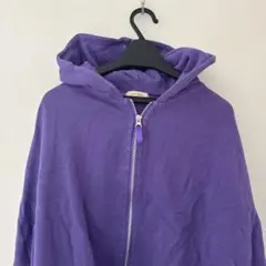 紫色 フード付きスウェットパーカー 古着 ポケット付き
